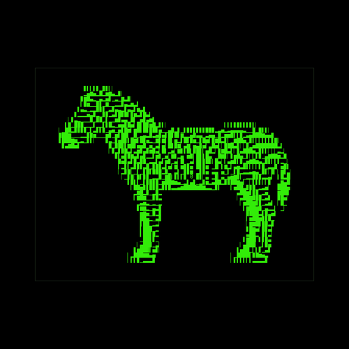 Zebra rendered in green block characters on black